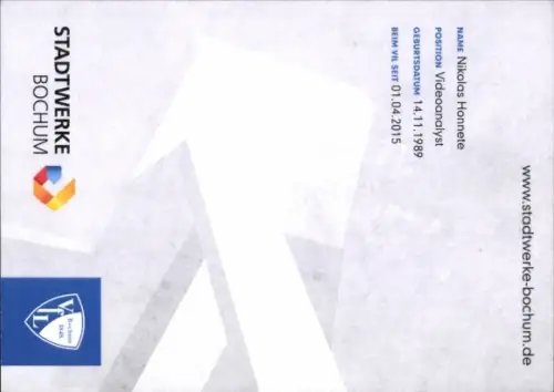 Autogrammkarte Videoanalyst Nikolas Honnete, VfL Bochum, Autogramm