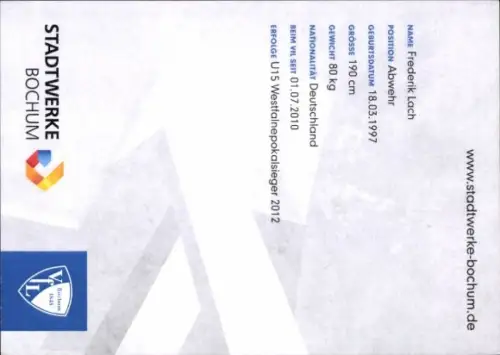Autogrammkarte Fußballer Frederik Lach, VfL Bochum, Autogramm