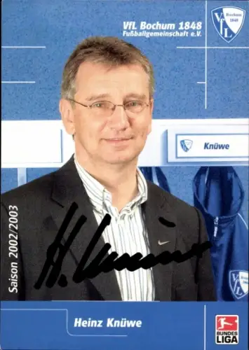 Autogrammkarte Fußballer Heinz Knüwe, VfL Bochum, Autogramm