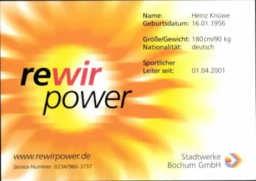 Autogrammkarte Fußballer Heinz Knüwe, VfL Bochum, Autogramm