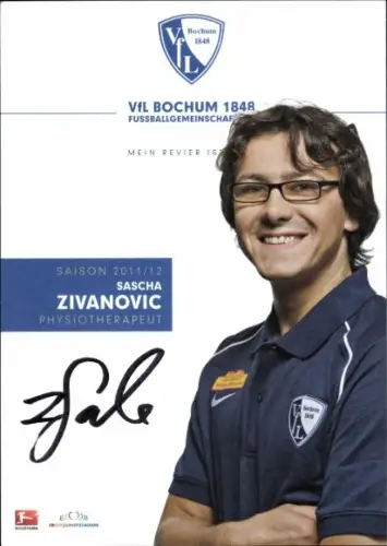 Autogrammkarte Physiotherapeut Sascha Zivanovic, VfL Bochum, Autogramm