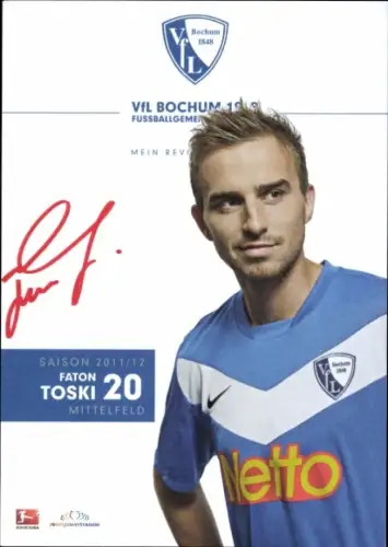 Autogrammkarte Fußballer Faton Toski, VfL Bochum, Autogramm