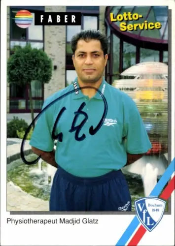 Autogrammkarte Physiotherapeut Madjid Glatz, VfL Bochum, Autogramm