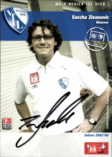 Autogrammkarte Masseur Sascha Zivanovic, VfL Bochum, Autogramm