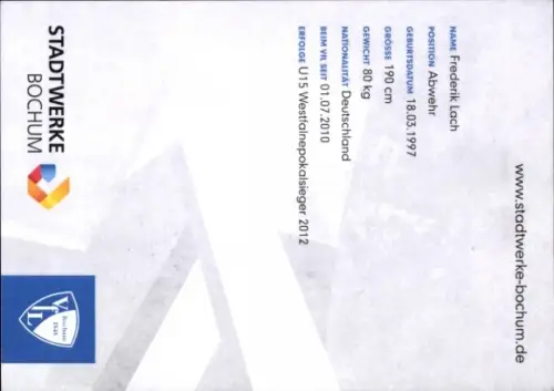 Autogrammkarte Fußballer Frederik Lach, VfL Bochum, Autogramm