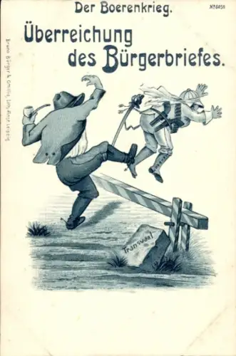 Litho Der Boerenkrieg, Burenkrieg, Überreichung des Bürgerbriefes, Engländer, Transvaal