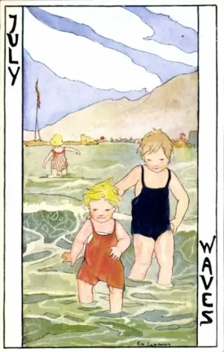 Künstler Ak Cramer, Rie, Juli, Allegorie, Kinder im Wasser