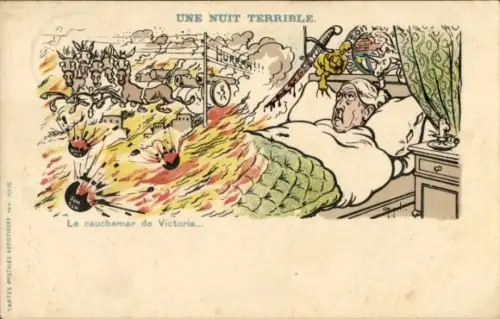 Künstler Ak Der Albtraum von Victoria, Burenkrieg, Königin Victoria, Karikatur