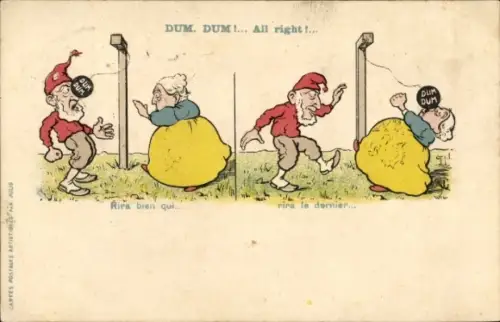 Künstler Ak Burenkrieg, Dum Dum, Karikatur, Königin Victoria