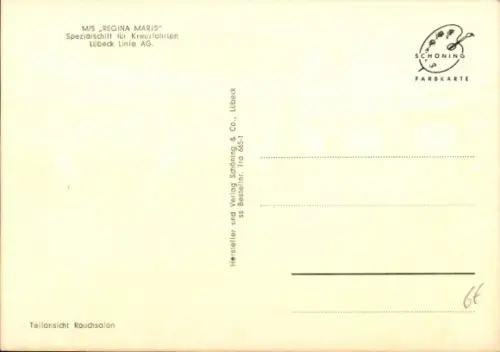 Ak Schiff MS Regina Maris, Lübeck Linie, Rauchsalon