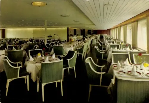 Ak Schiff MS Regina Maris, Lübeck Linie, Speisesaal