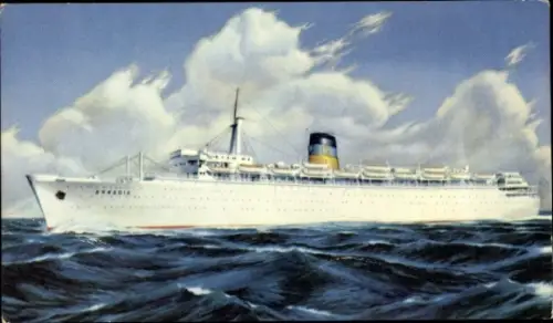 Künstler Ak Dampfschiff QSS Arkadia, Greek Line, Ansicht Backbord