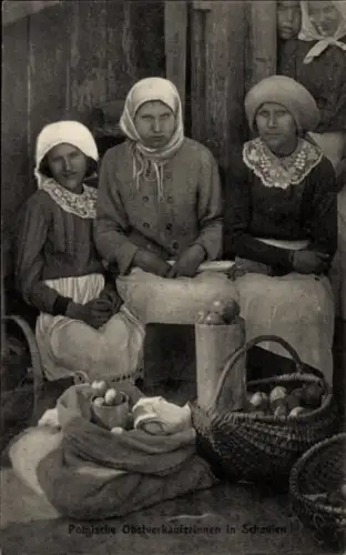 Ak Polnische Obstverkäuferinnen, Körbe, Handel