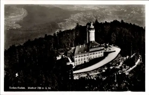 Ak Baden Baden, Merkur, Aussichtsturm, Fliegeraufnahme
