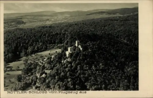 Ak Rötteln Haagen Lörrach in Baden, Burgruine Rötteln, Röttler Schloss,  Luftaufnahme