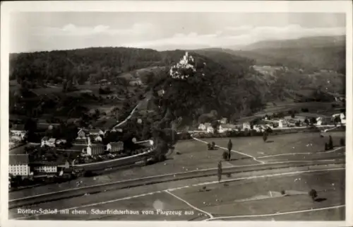 Ak Rötteln Haagen Lörrach in Baden, Röttler Schloss, Scharfrichterhaus, Fliegeraufnahme