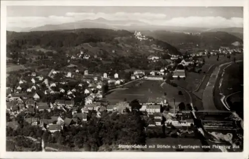 Ak Rötteln Haagen Lörrach in Baden, Luftaufnahme von Röttler-Schloß,  Tumringen, Landschaft