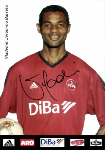 Autogrammkarte Fußballer Vlademir Jeronimo Barreto, 1. FC Nürnberg, Autogramm