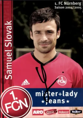 Autogrammkarte Fußballer Samuel Slovak, 1. FC Nürnberg, Autogramm