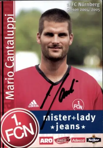 Autogrammkarte Fußballer Mario Cantaluppi, 1. FC Nürnberg, Autogramm