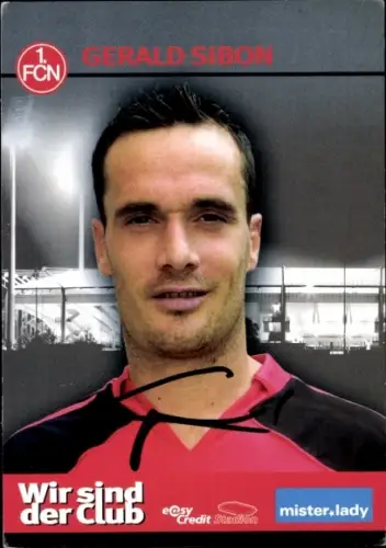 Autogrammkarte Fußballer Gerald Sibon, 1. FC Nürnberg, Autogramm