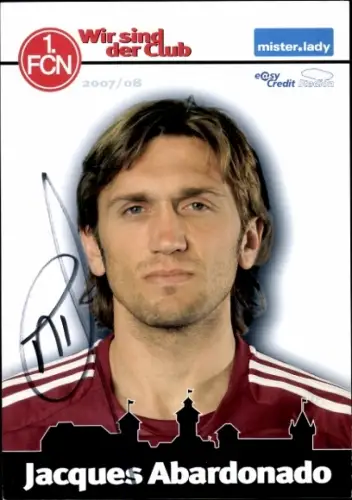 Autogrammkarte Fußballer Jacques Abardonado, 1. FC Nürnberg, Autogramm