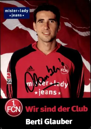 Autogrammkarte Fußballer Berti Glauber, 1. FC Nürnberg, Autogramm