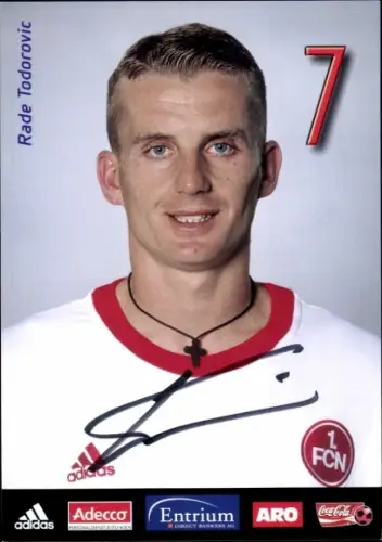 Autogrammkarte Fußballer Rade Todorovic, 1. FC Nürnberg, Autogramm