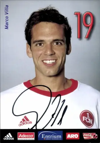 Autogrammkarte Fußballer Marco Villa, 1. FC Nürnberg, Autogramm