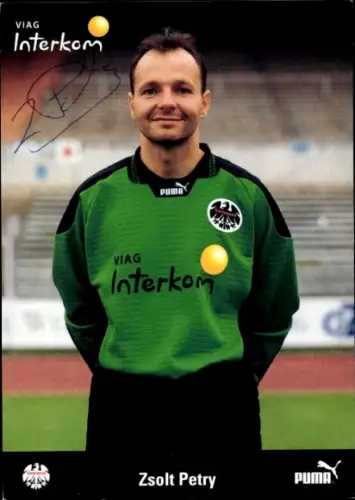 Autogrammkarte Fußballer Zsolt Petry, Eintracht Frankfurt, Autogramm