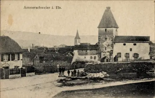 Ak Ammerschwihr Ammerschweier Elsass Haut Rhin, Ortspartie