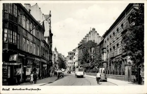 Ak Kiel, Brunswikerstraße, Straßenbahn, Geschäfte