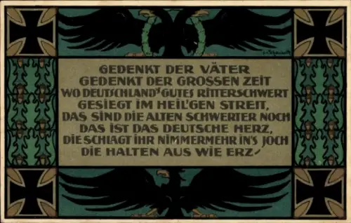 Künstler Ak Schauroth, Lina v., Kriegs-Frauen- u. Kinder-Fürsorge Bingen, Gedenkt der Väter