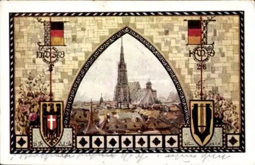 Passepartout Ak Wien, Stefansdom, 10.Deutsches Sängerbundesfest 1928