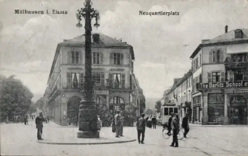 Ak Mulhouse Mülhausen Elsass Haut Rhin, Neuquartierplatz