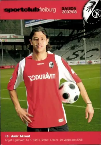 Autogrammkarte Fußballer Amir Akrout, SC Freiburg, Autogramm