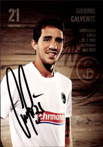 Autogrammkarte Fußballer Ezequiel Calvente, SC Freiburg, Autogramm