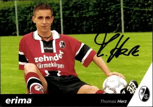 Autogrammkarte Fußballer Thomas Herz, SC Freiburg, Autogramm