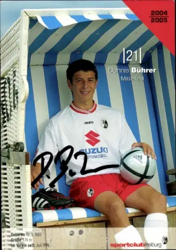 Autogrammkarte Fußballer Dennis Bührer, SC Freiburg, Autogramm