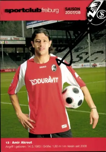 Autogrammkarte Fußballer Amir Akrout, SC Freiburg, Autogramm