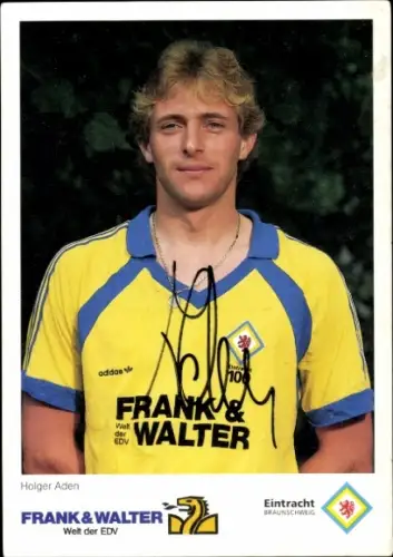 Autogrammkarte Fußballer Holger Aden, Eintracht Braunschweig, Autogramm