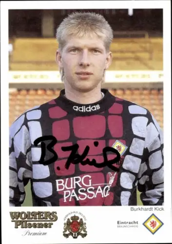 Autogrammkarte Fußballer Burkhardt Kick, Eintracht Braunschweig, Autogramm