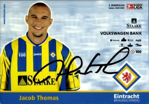 Autogrammkarte Fußballer Jacob Thomas, Eintracht Braunschweig, Autogramm