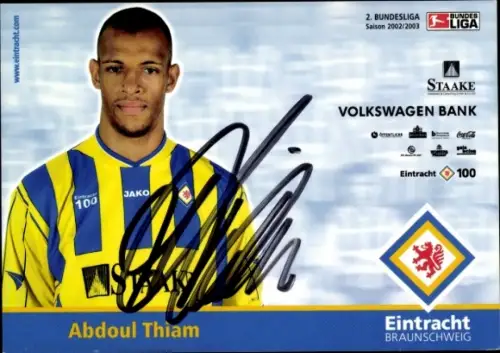 Autogrammkarte Fußballer Abdoul Thiam, Eintracht Braunschweig, Autogramm
