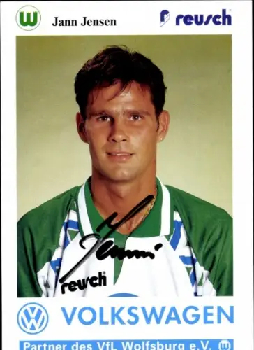 Autogrammkarte Fußballer Jann Jensen, VfL Wolfsburg, Autogramm