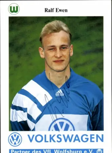 Autogrammkarte Fußballer Ralf Ewen, VfL Wolfsburg, Autogramm