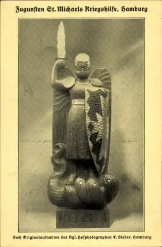 Ak St. Michaels Kriegshilfe Hamburg, Friedvoller Zukunft seist du geweiht, Denkmal der eisernen Zeit