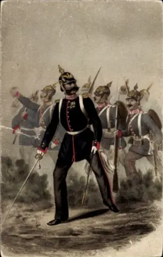 Künstler Ak Kaiser Alexander Garde Grenadier Regiment Nr. 1, 1814-1914, Sturmangriff 1853
