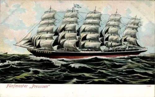 Ak Segelschiff, Fünfmaster Preußen