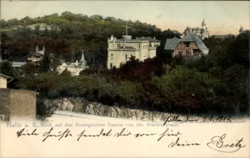 Ak Halle an der Saale, Zoologischer Garten, Blick von der Friedenstraße